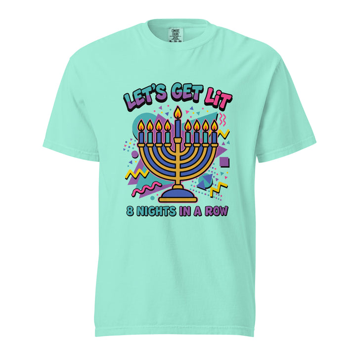 Lets Get Lit 90s Jewish pride t-shirt in Chalky Mint - back view