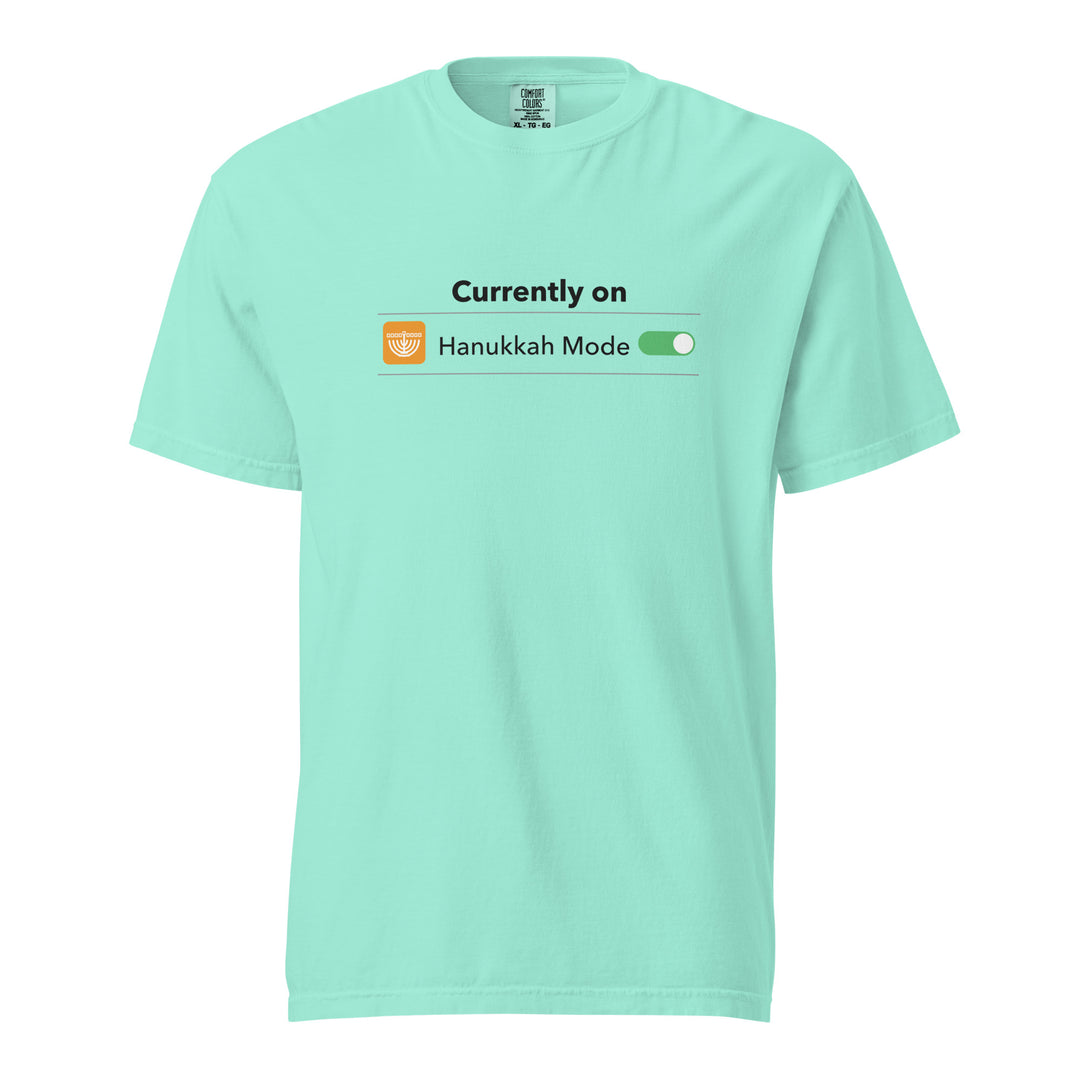 Hanukkah Mode Jewish pride t-shirt in Chalky Mint - folded view