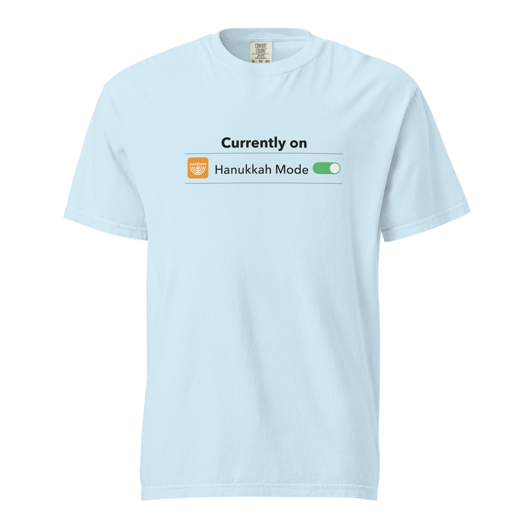 Hanukkah Mode Jewish pride t-shirt in Chambray - detail view