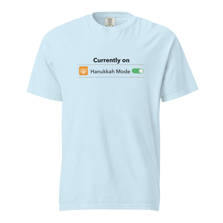 Hanukkah Mode Jewish pride t-shirt in Chambray - detail view