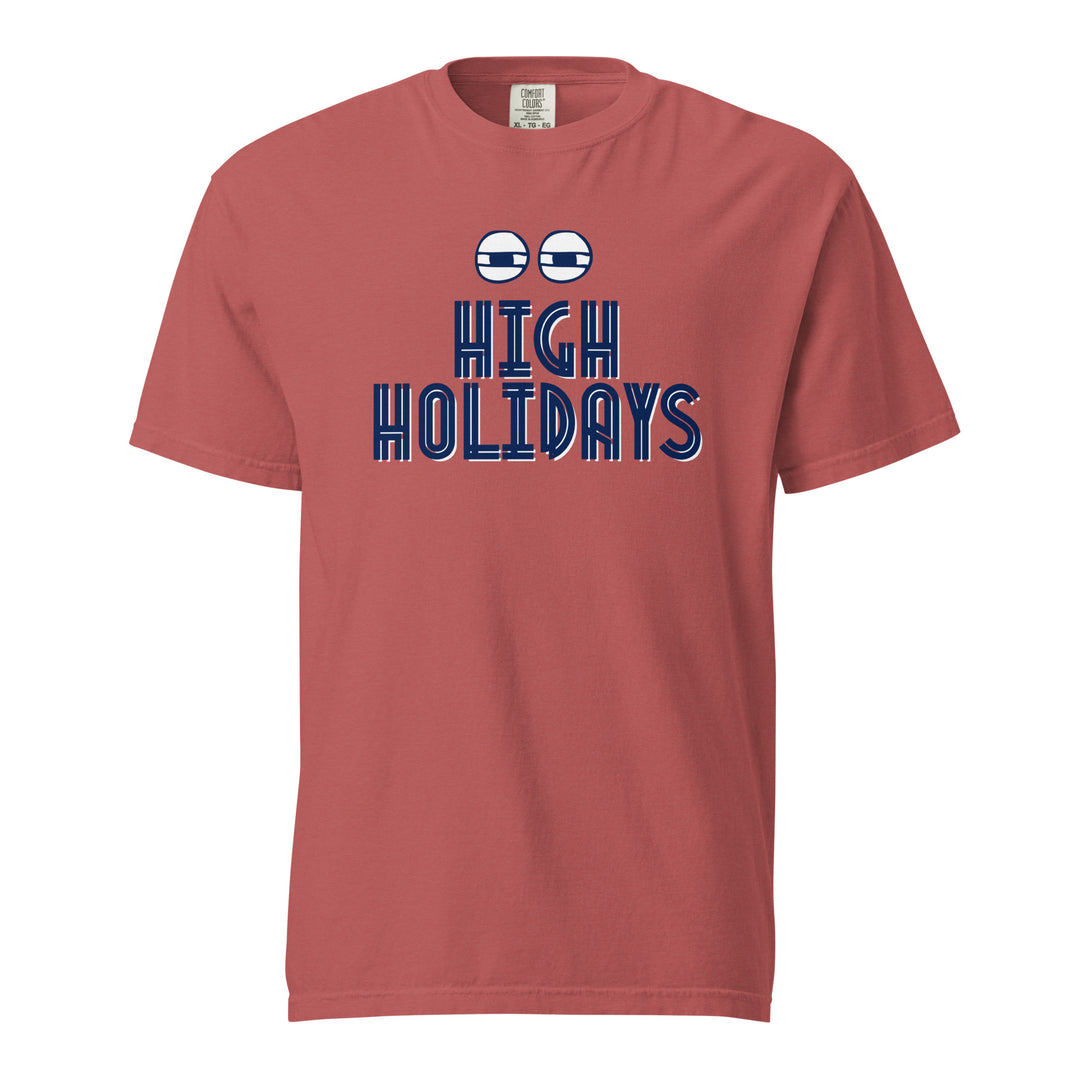 High Holidays Jewish pride t-shirt in Crimson - flat lay