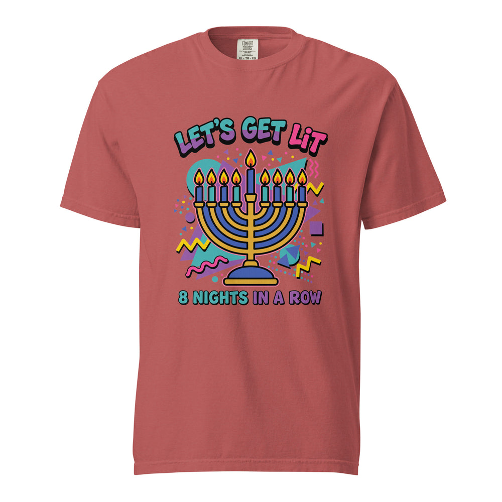 Lets Get Lit 90s Jewish pride t-shirt in Crimson - back view