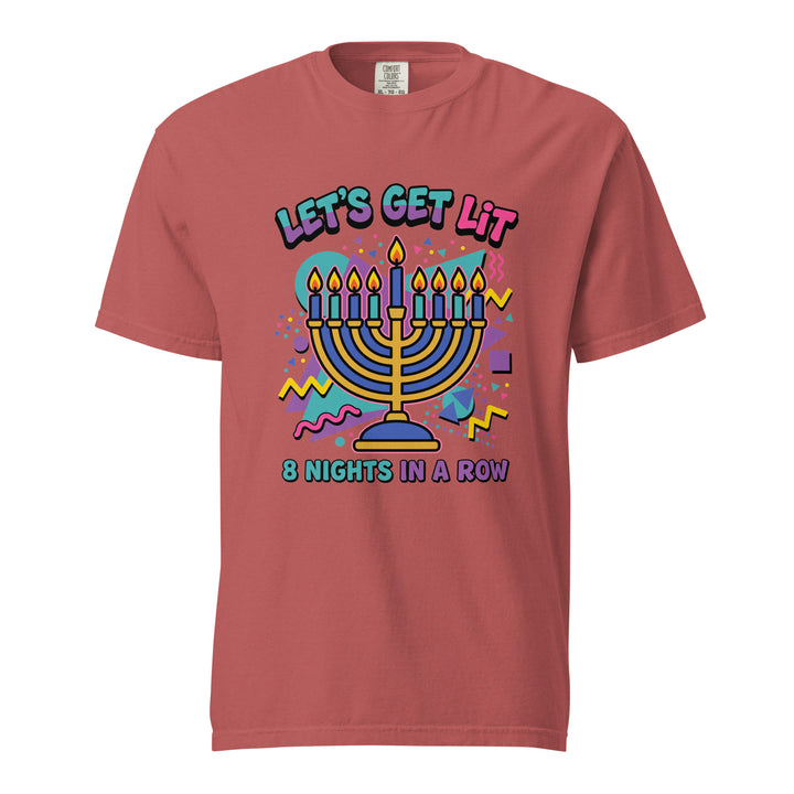 Lets Get Lit 90s Jewish pride t-shirt in Crimson - back view