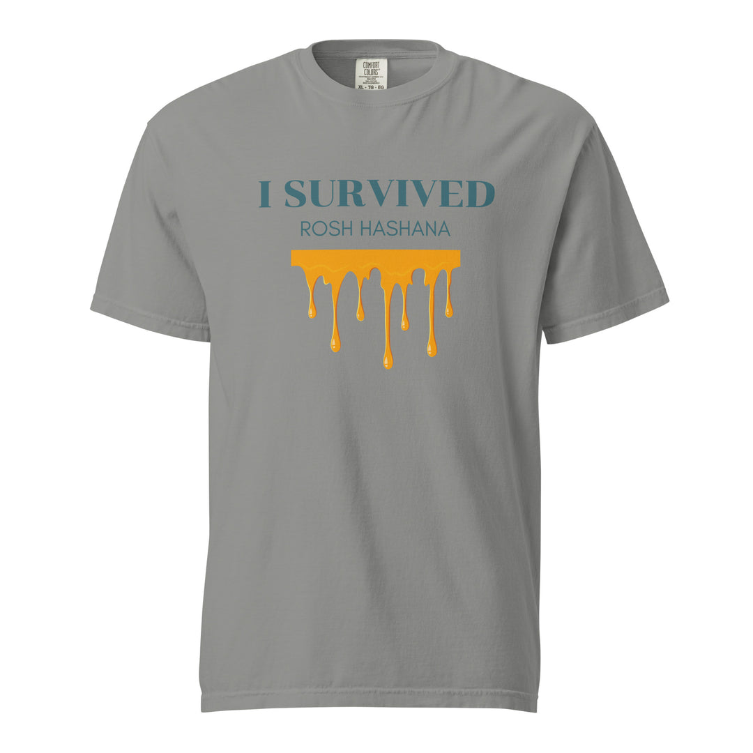 I Survived Rosh HaShana Jewish pride t-shirt in Grey - close-up
