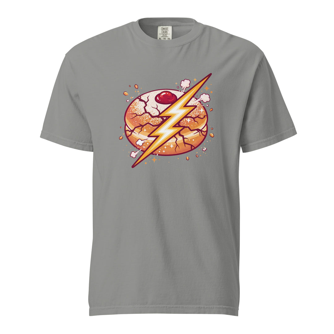 Sufganiyah Lightning Jewish pride t-shirt in Grey - close-up