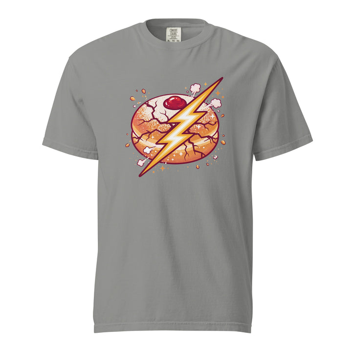 Sufganiyah Lightning Jewish pride t-shirt in Grey - close-up