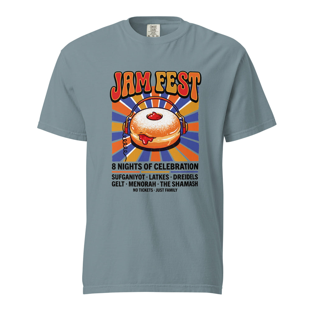 Jam Fest 8 Nights Jewish pride t-shirt in Ice Blue - back view