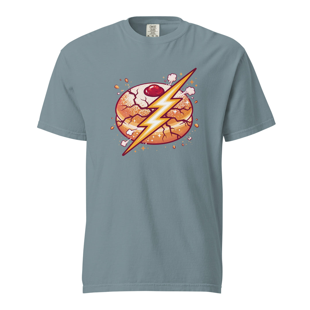 Sufganiyah Lightning Jewish pride t-shirt in Ice Blue - detail view