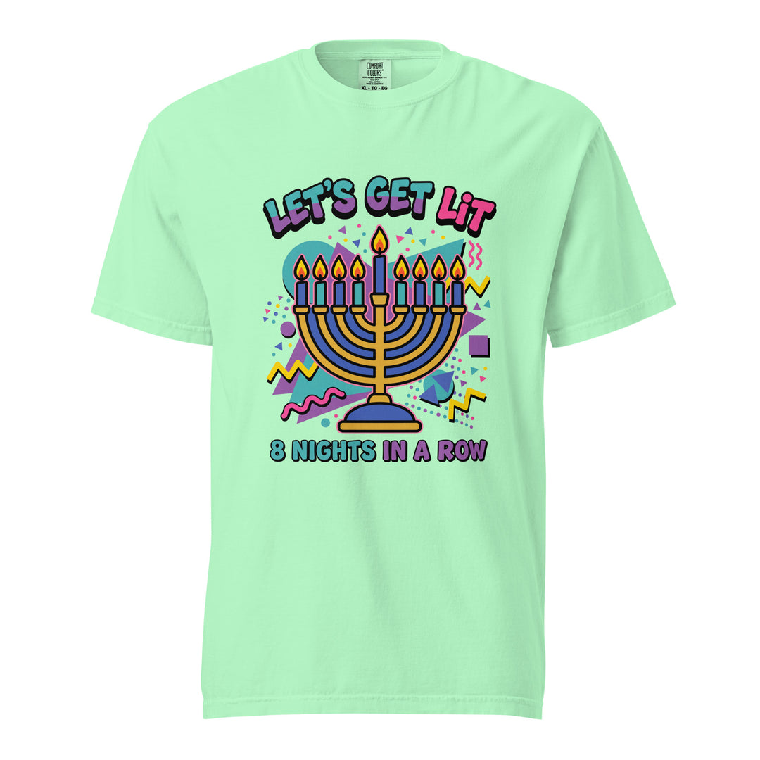 Lets Get Lit 90s Jewish pride t-shirt in Island Reef - flat lay