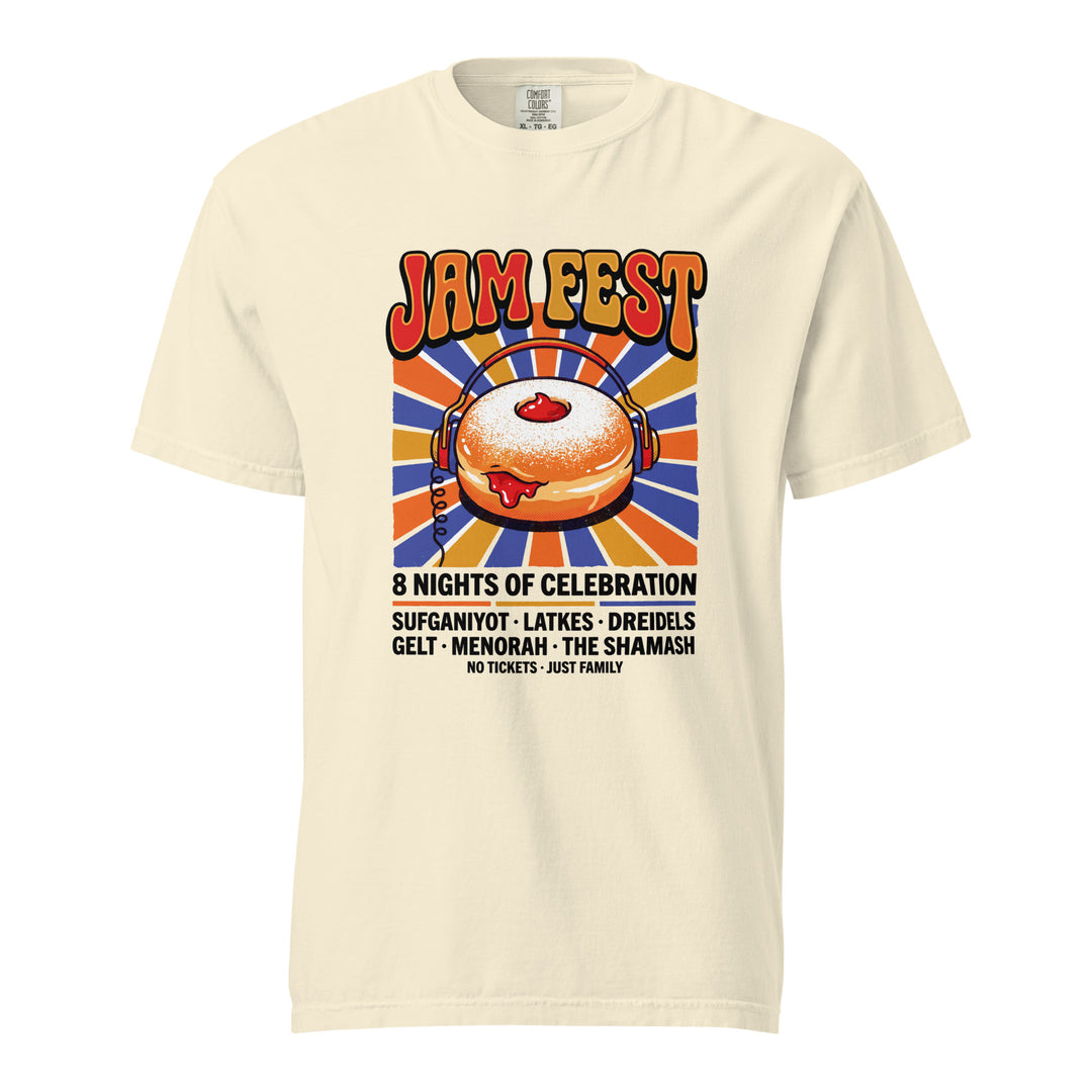 Jam Fest 8 Nights Jewish pride t-shirt in Ivory - flat lay