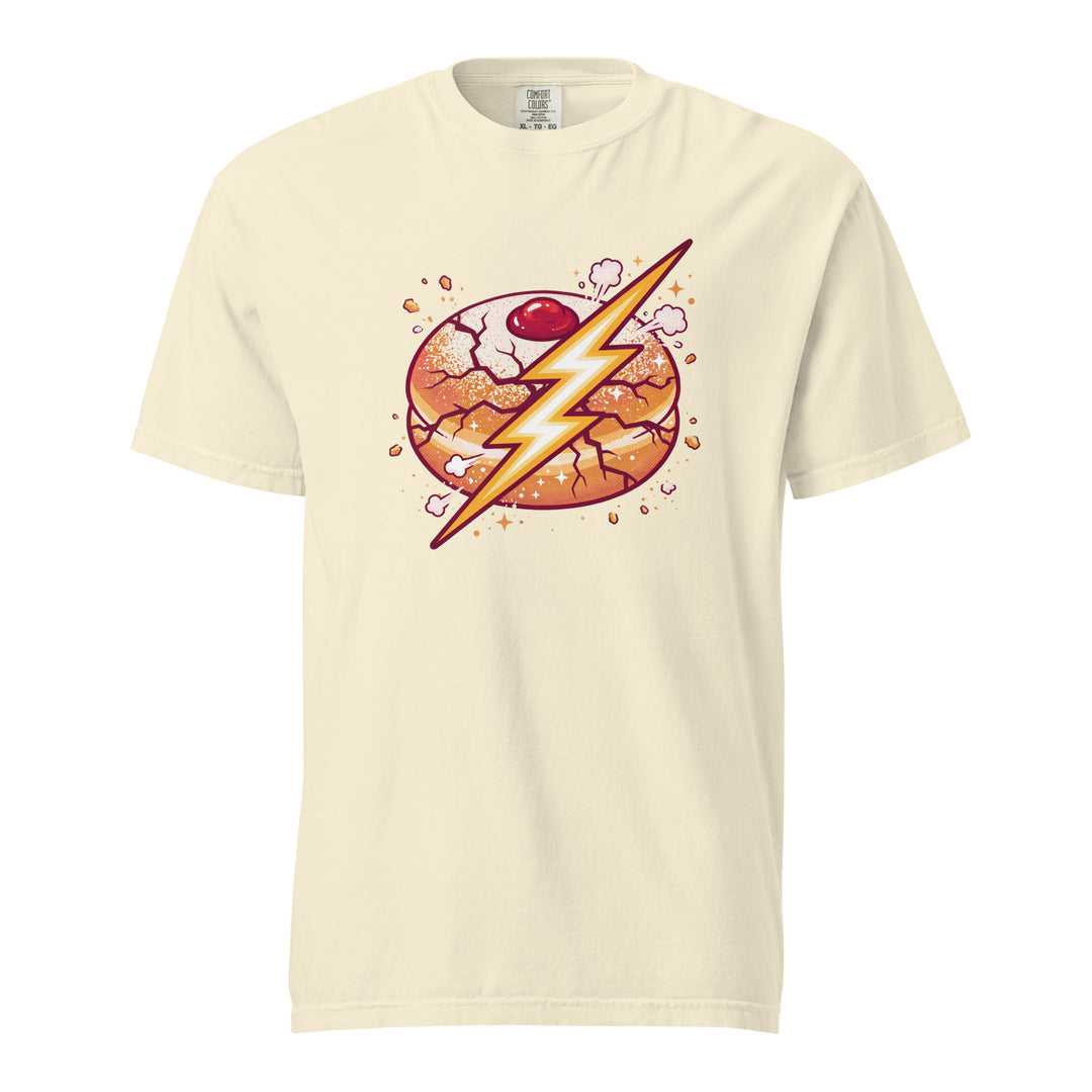 Sufganiyah Lightning Jewish pride t-shirt in Ivory - flat lay