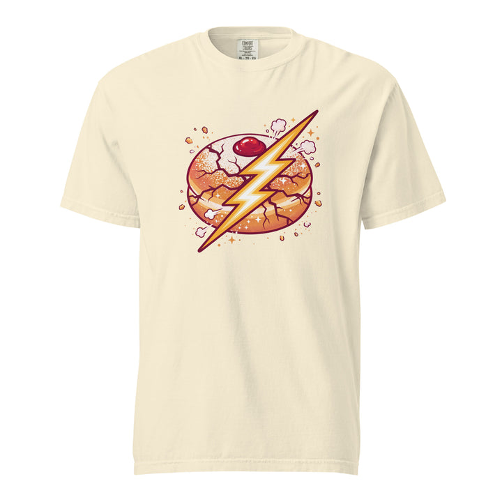 Sufganiyah Lightning Jewish pride t-shirt in Ivory - flat lay