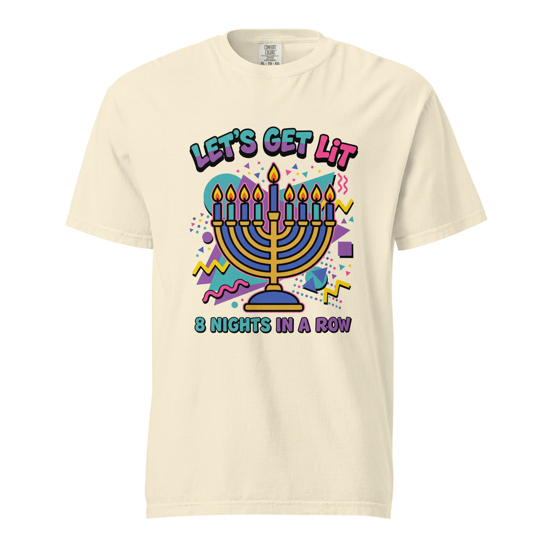 Lets Get Lit 90s Jewish pride t-shirt in Ivory - lifestyle shot