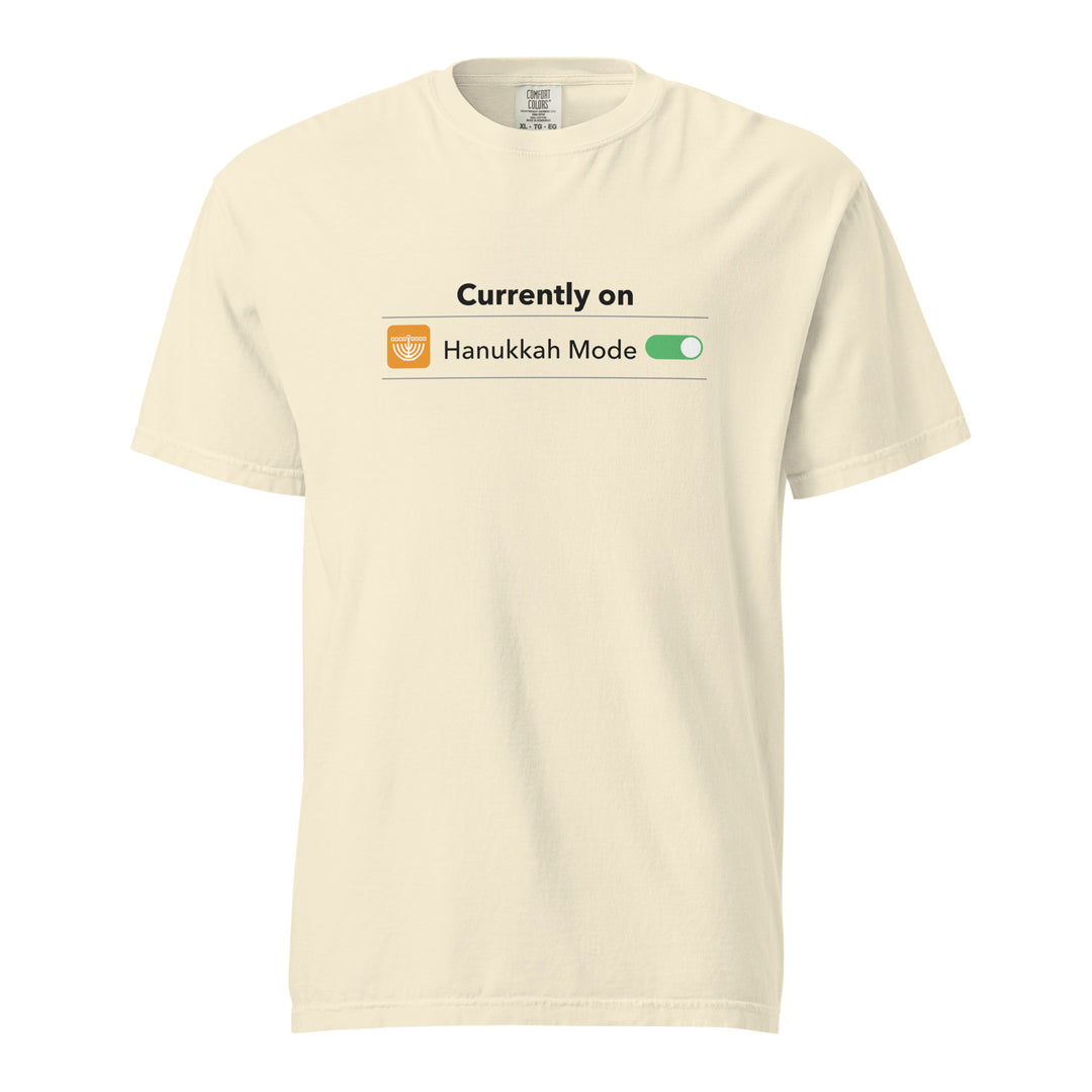 Hanukkah Mode Jewish pride t-shirt in Ivory - flat lay