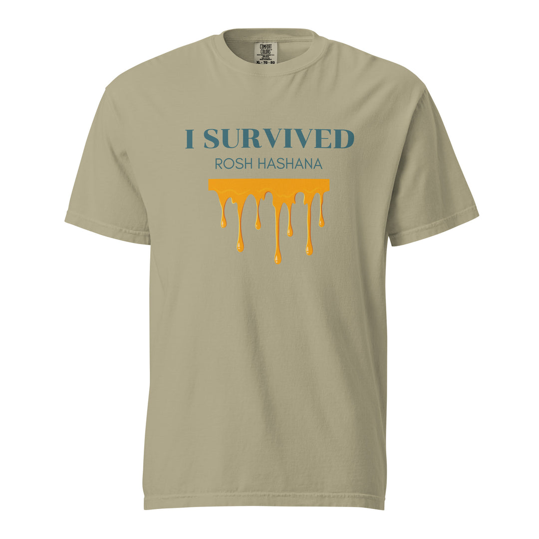 I Survived Rosh HaShana Jewish pride t-shirt in Khaki - side view