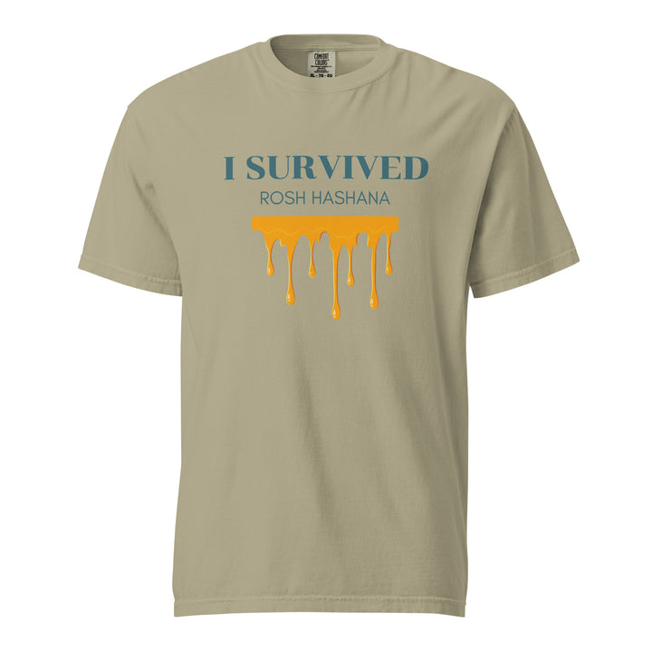 I Survived Rosh HaShana Jewish pride t-shirt in Khaki - side view