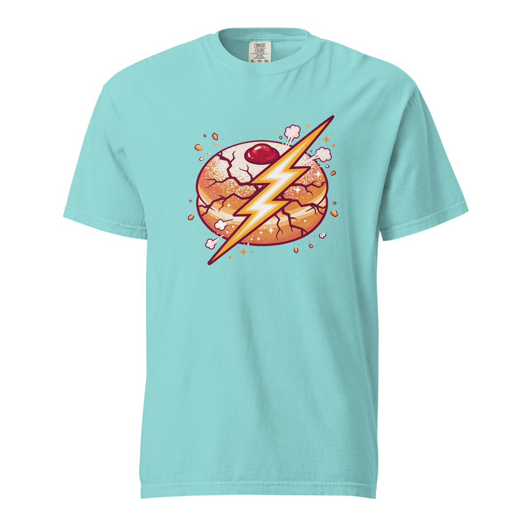 Sufganiyah Lightning Jewish pride t-shirt in Lagoon Blue - side view