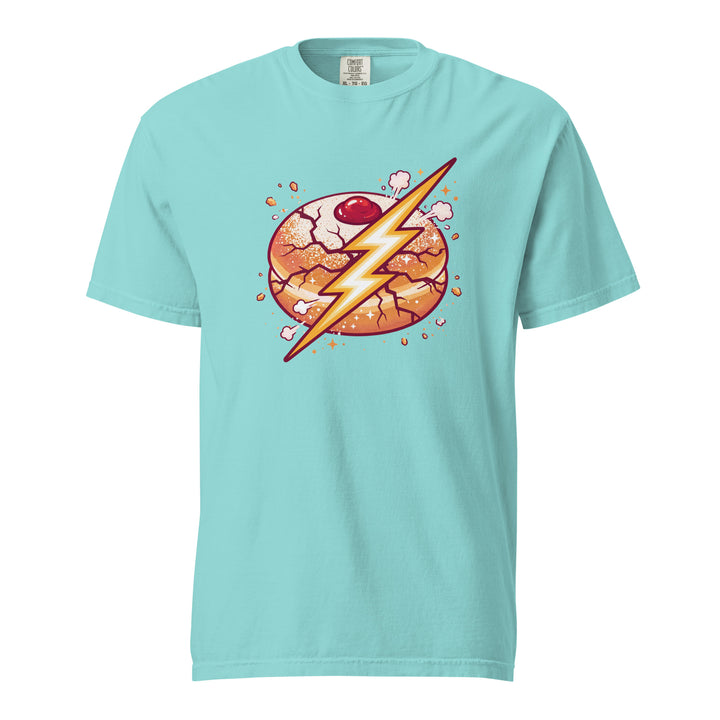 Sufganiyah Lightning Jewish pride t-shirt in Lagoon Blue - side view
