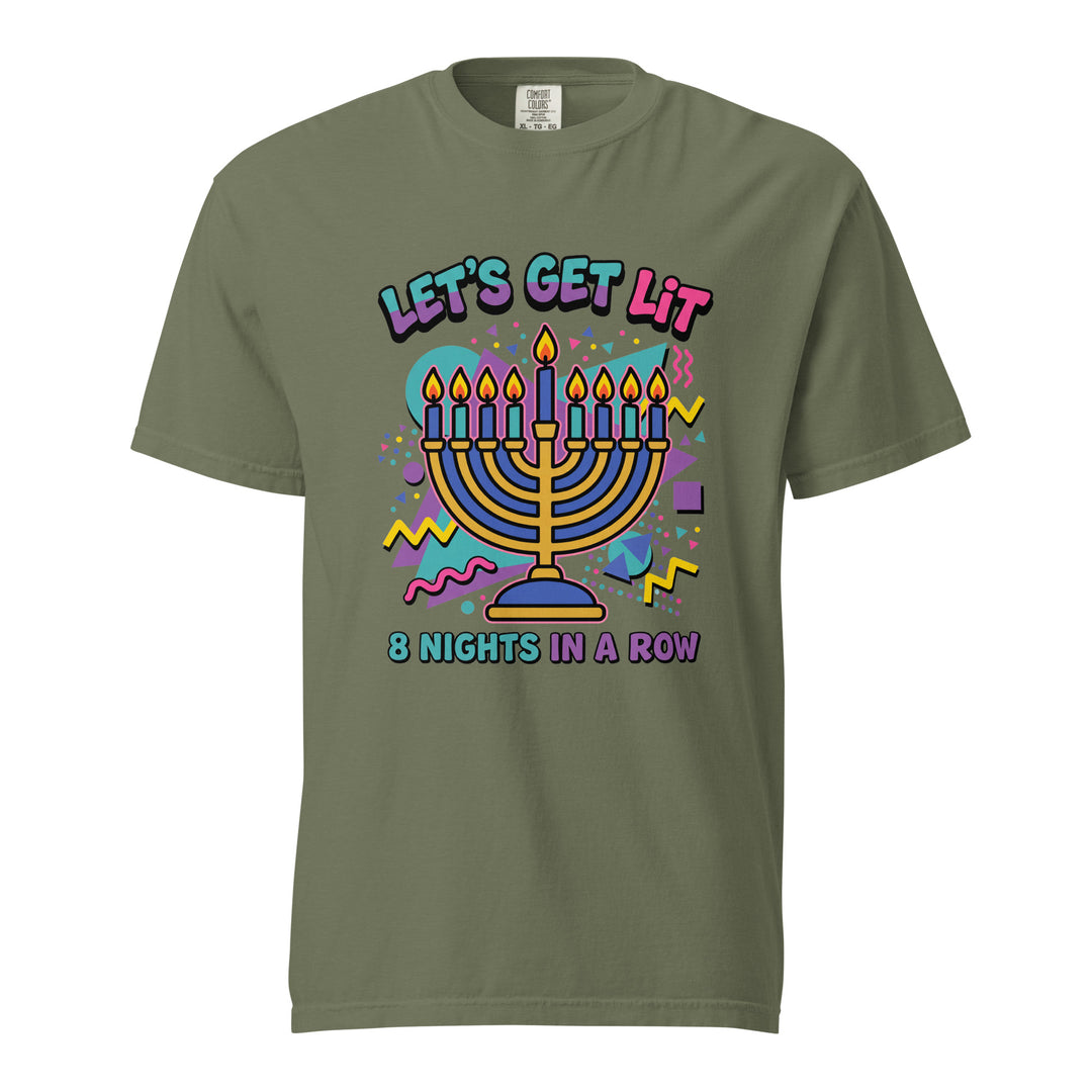 Lets Get Lit 90s Jewish pride t-shirt in Moss - detail view