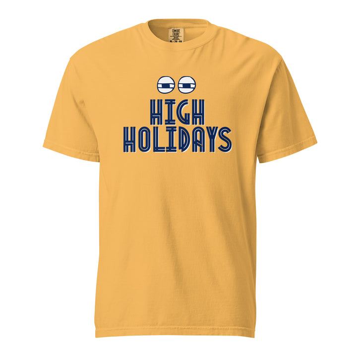 High Holidays Jewish pride t-shirt in Mustard - close-up