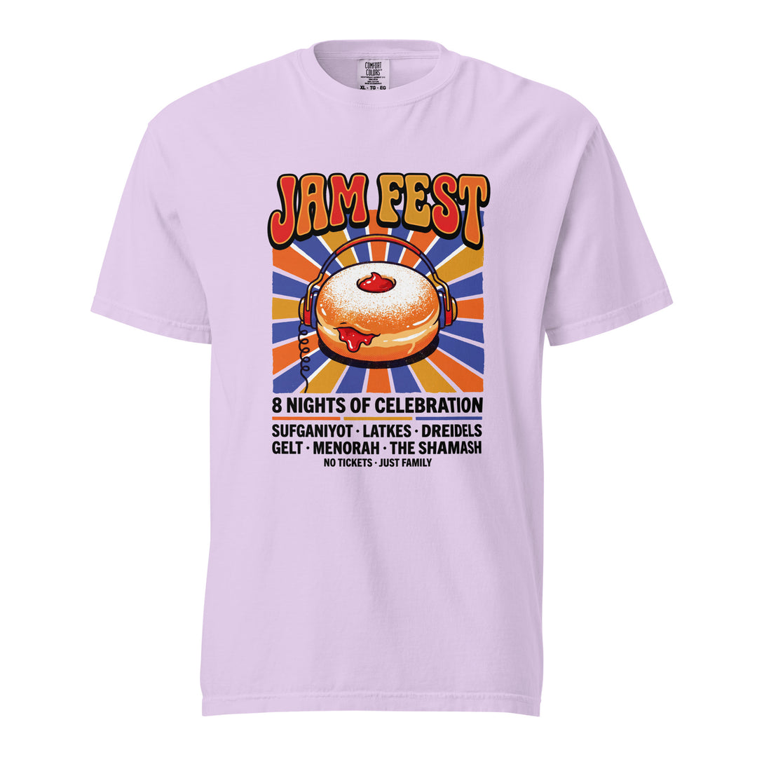 Jam Fest 8 Nights Jewish pride t-shirt in Orchid - folded view