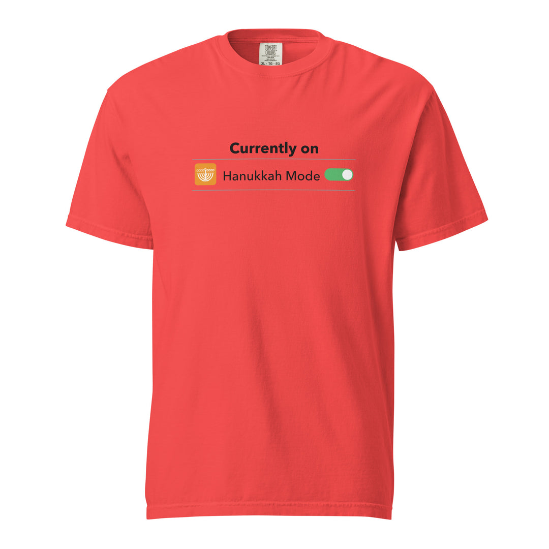 Hanukkah Mode Jewish pride t-shirt in Paprika - front view