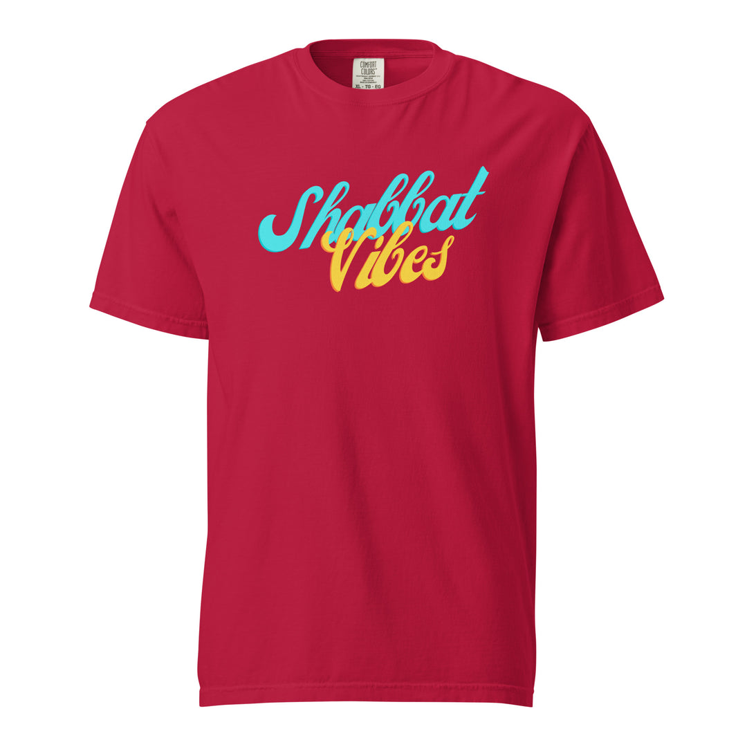 Shabbat Vibes Jewish pride t-shirt in Red - back view