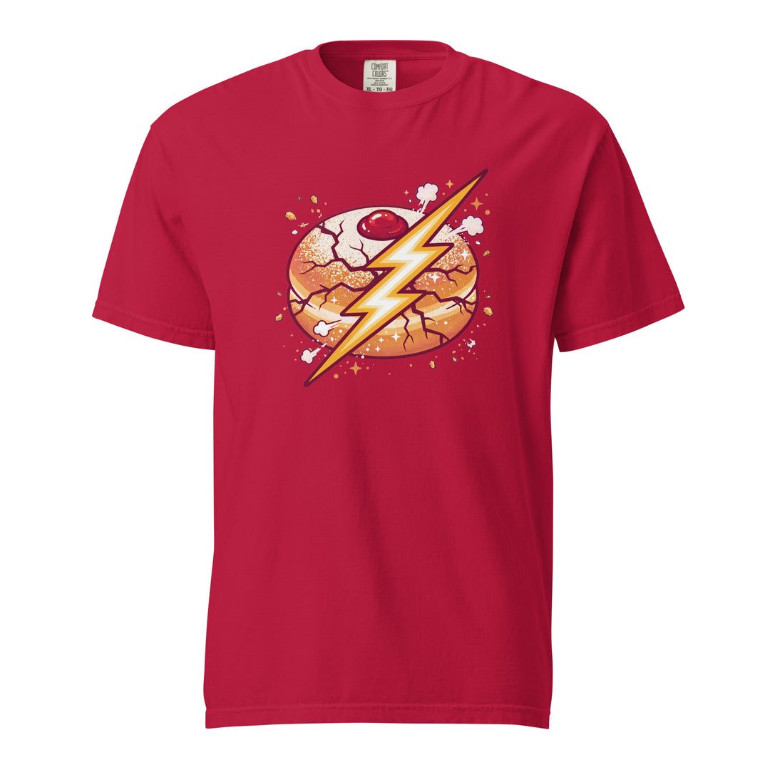 Sufganiyah Lightning Jewish pride t-shirt in Red - back view