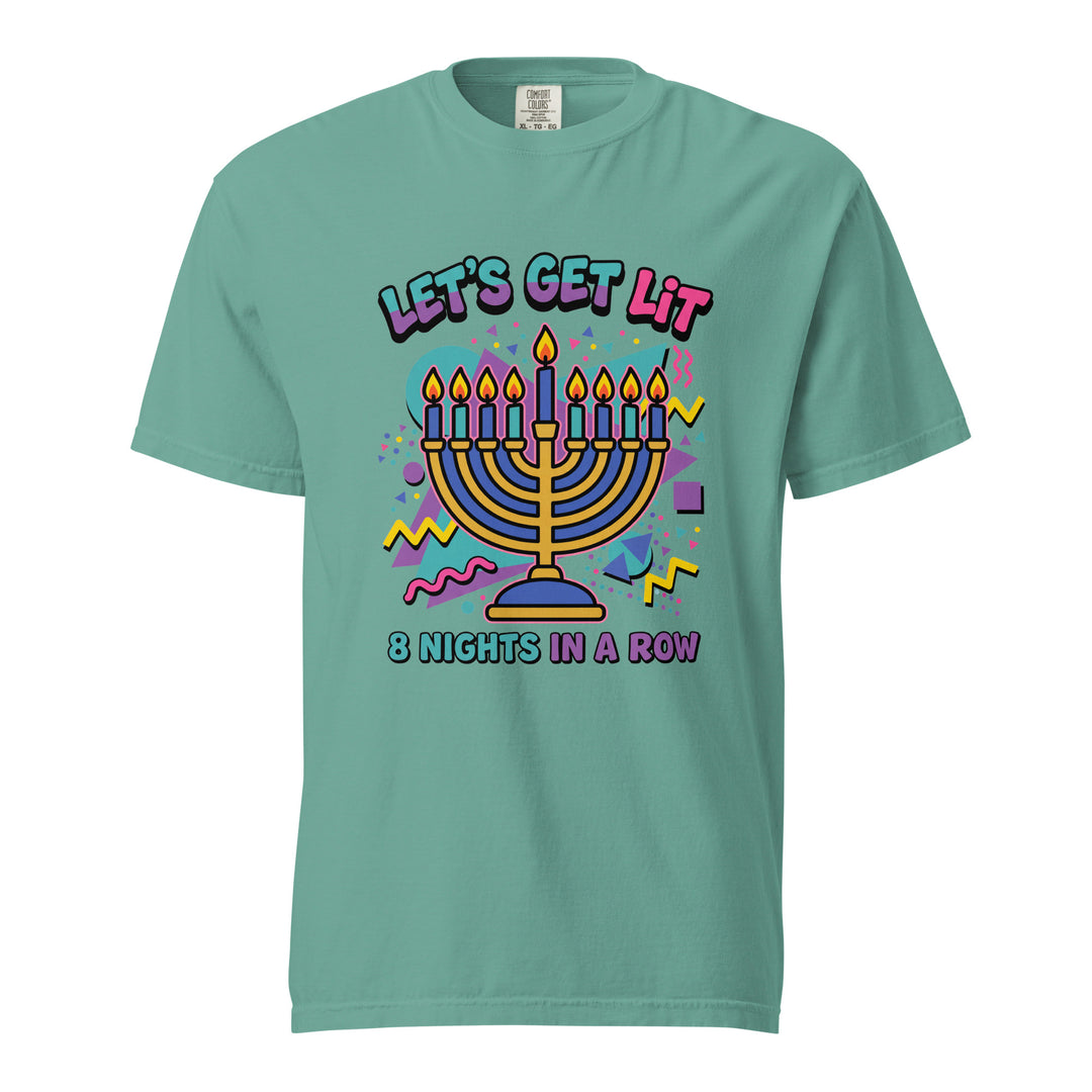 Lets Get Lit 90s Jewish pride t-shirt in Seafoam - side view