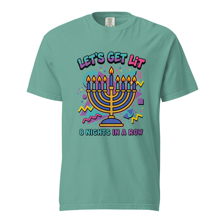 Lets Get Lit 90s Jewish pride t-shirt in Seafoam - side view