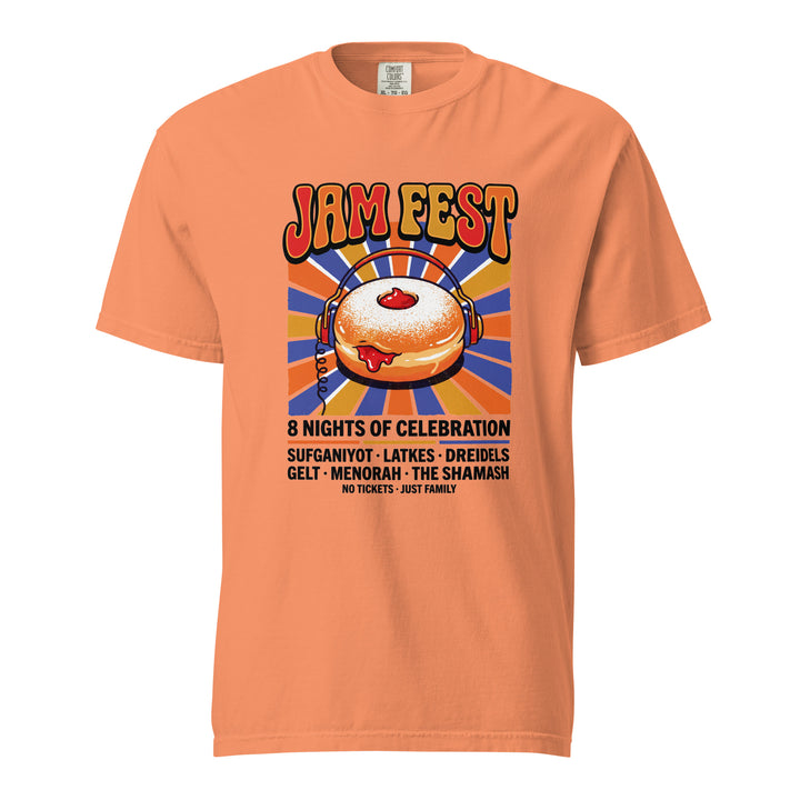 Jam Fest 8 Nights Jewish pride t-shirt in Terracotta - flat lay