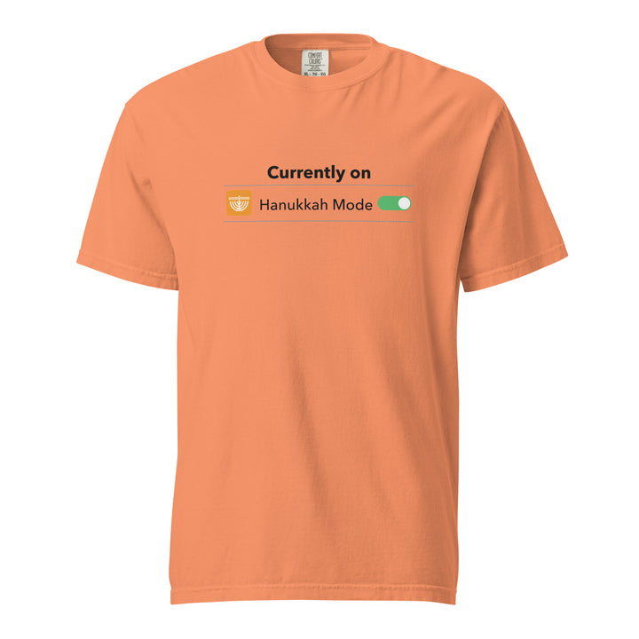 Hanukkah Mode Jewish pride t-shirt in Terracotta - flat lay
