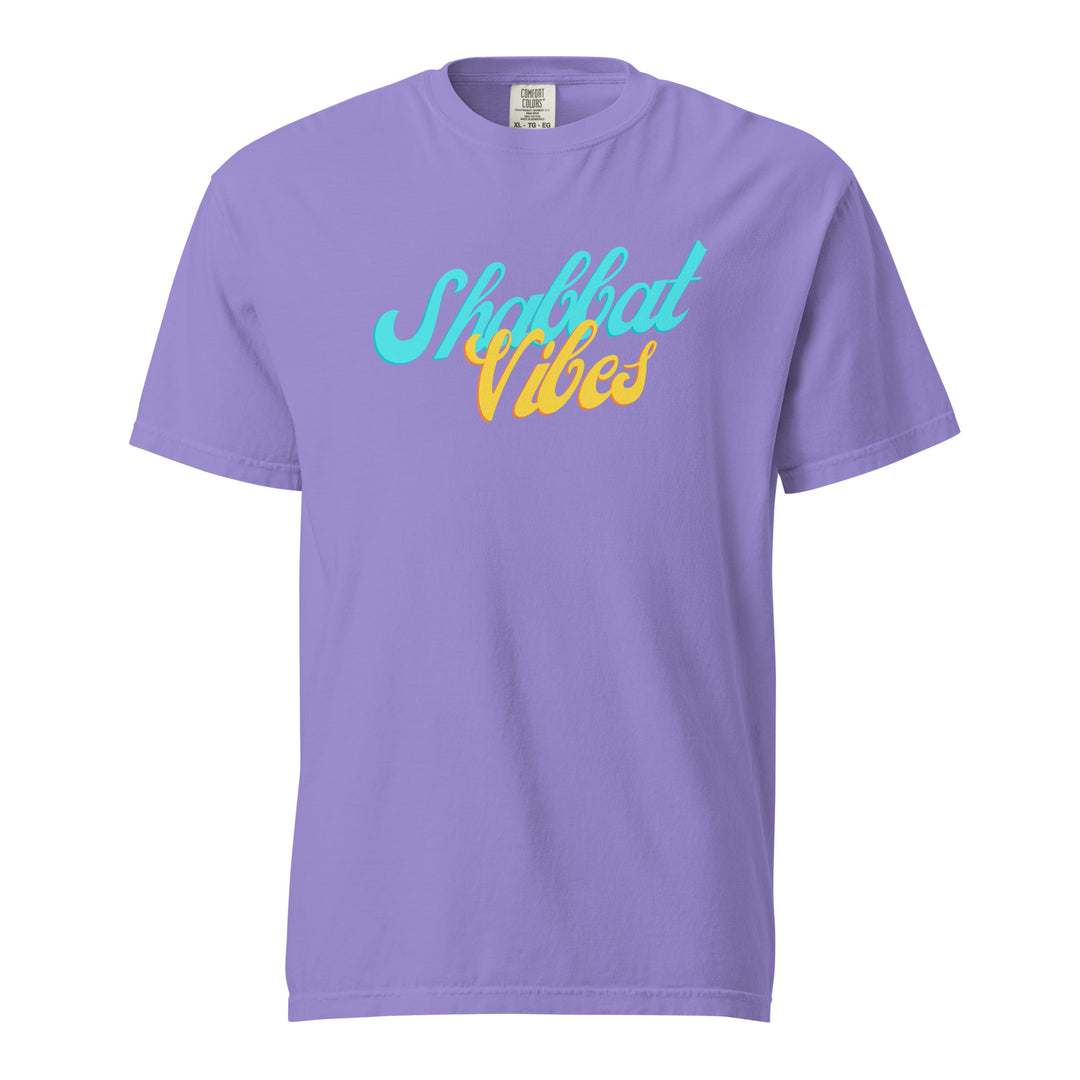 Shabbat Vibes Jewish pride t-shirt in Violet - flat lay