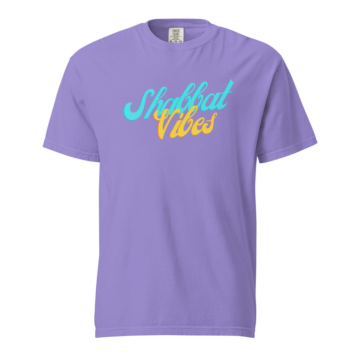 Shabbat Vibes Jewish pride t-shirt in Violet - flat lay