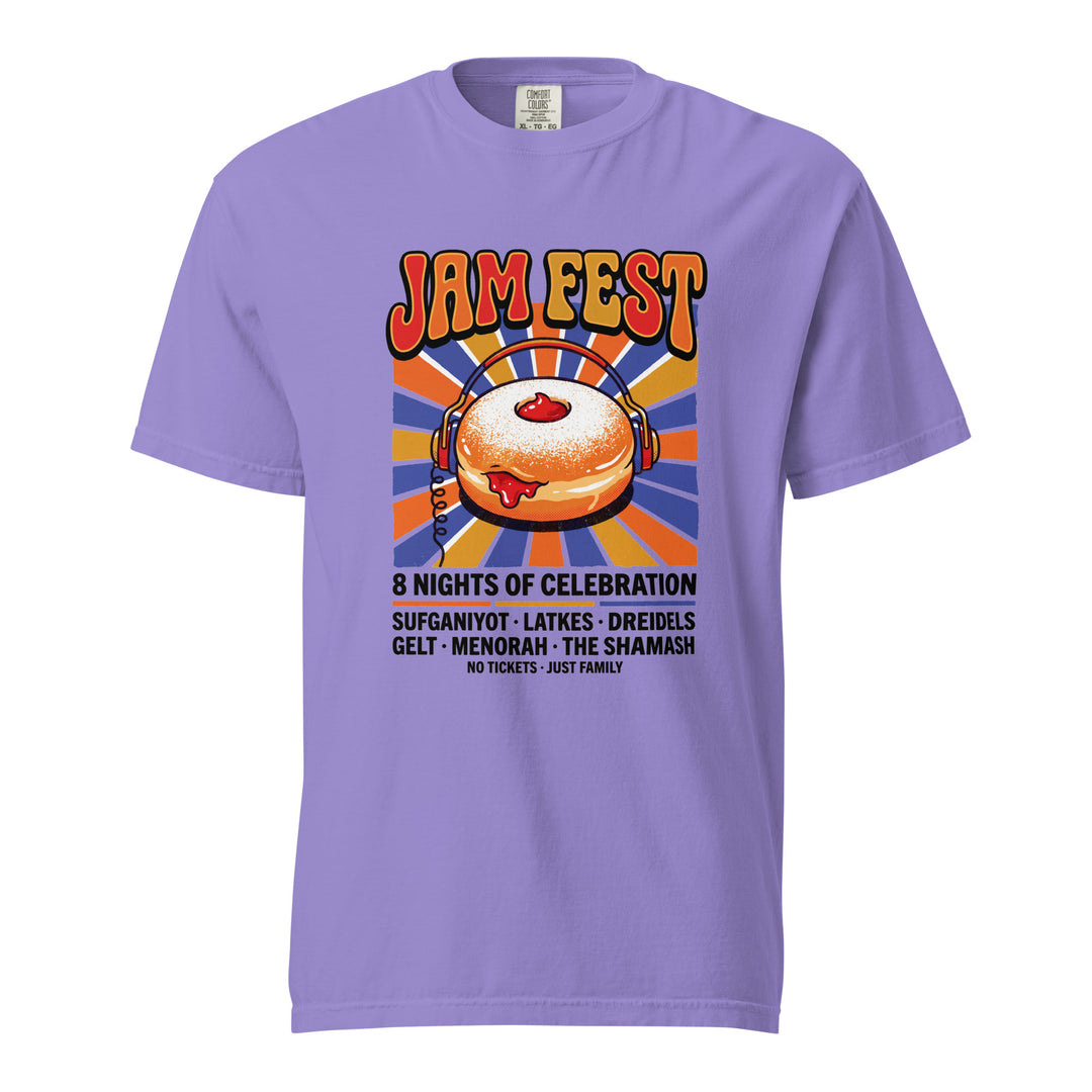 Jam Fest 8 Nights Jewish pride t-shirt in Violet - close-up
