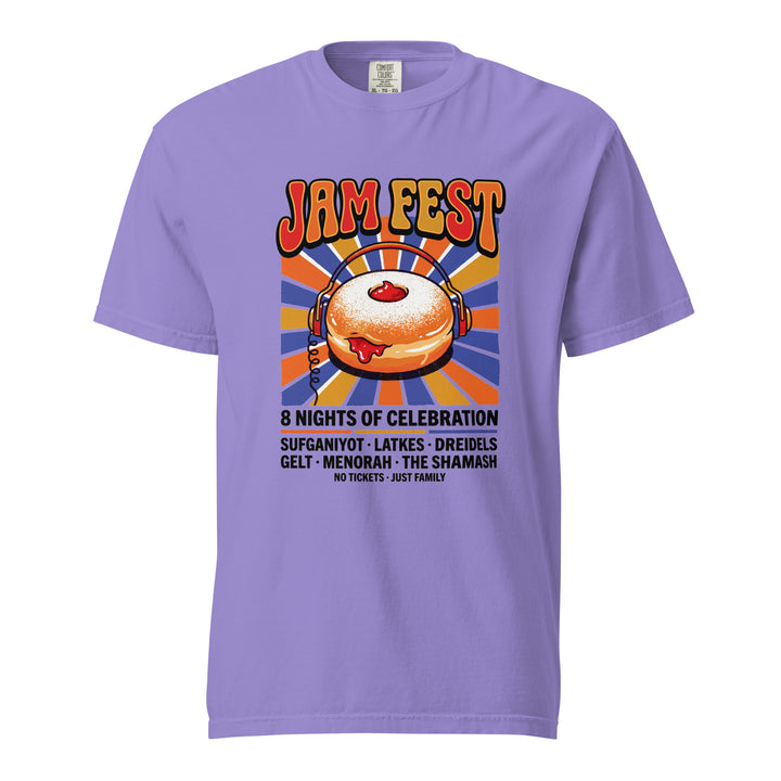 Jam Fest 8 Nights Jewish pride t-shirt in Violet - close-up