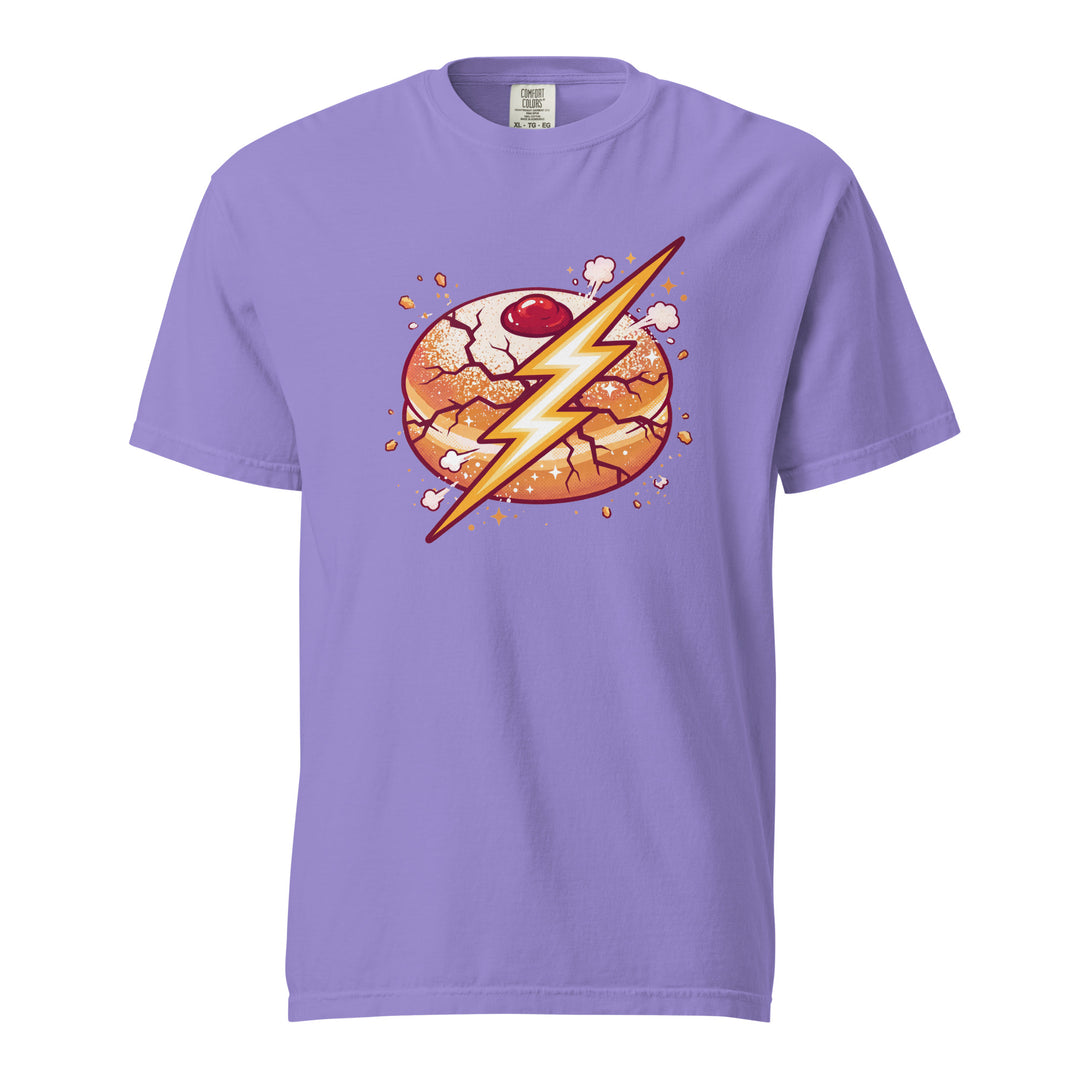 Sufganiyah Lightning Jewish pride t-shirt in Violet - flat lay
