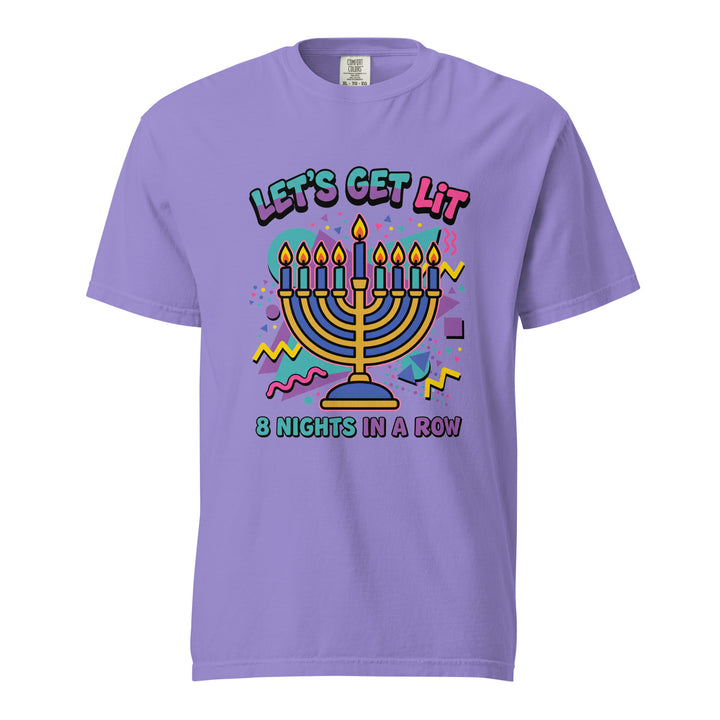 Lets Get Lit 90s Jewish pride t-shirt in Violet - flat lay