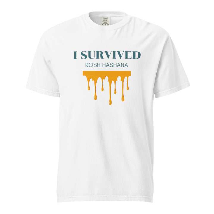 I Survived Rosh HaShana Jewish pride t-shirt in White - lifestyle shot