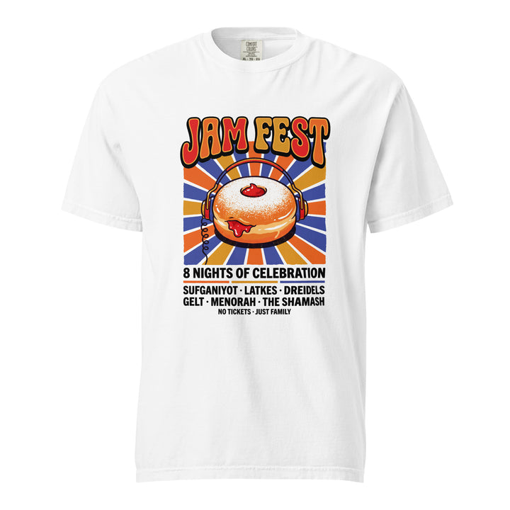 Jam Fest 8 Nights Jewish pride t-shirt in White - lifestyle shot