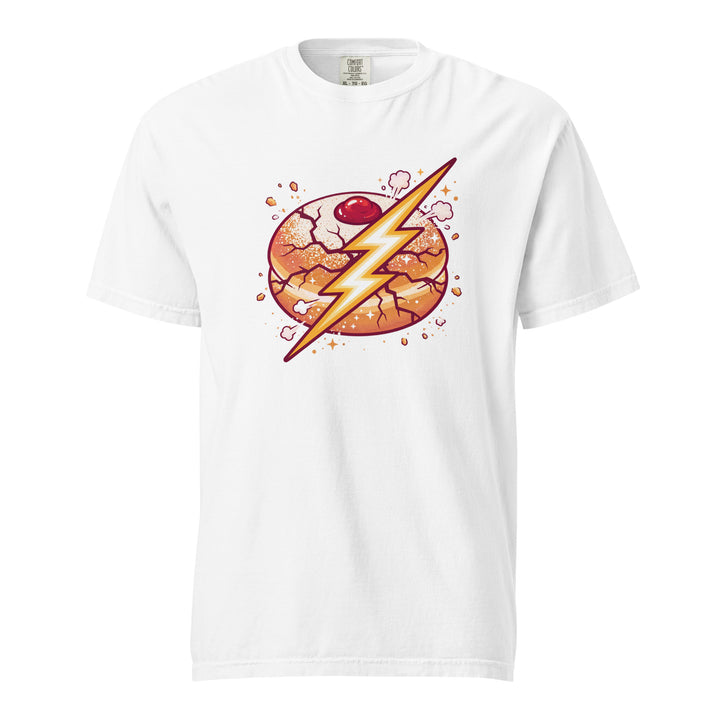 Sufganiyah Lightning Jewish pride t-shirt in White - lifestyle shot