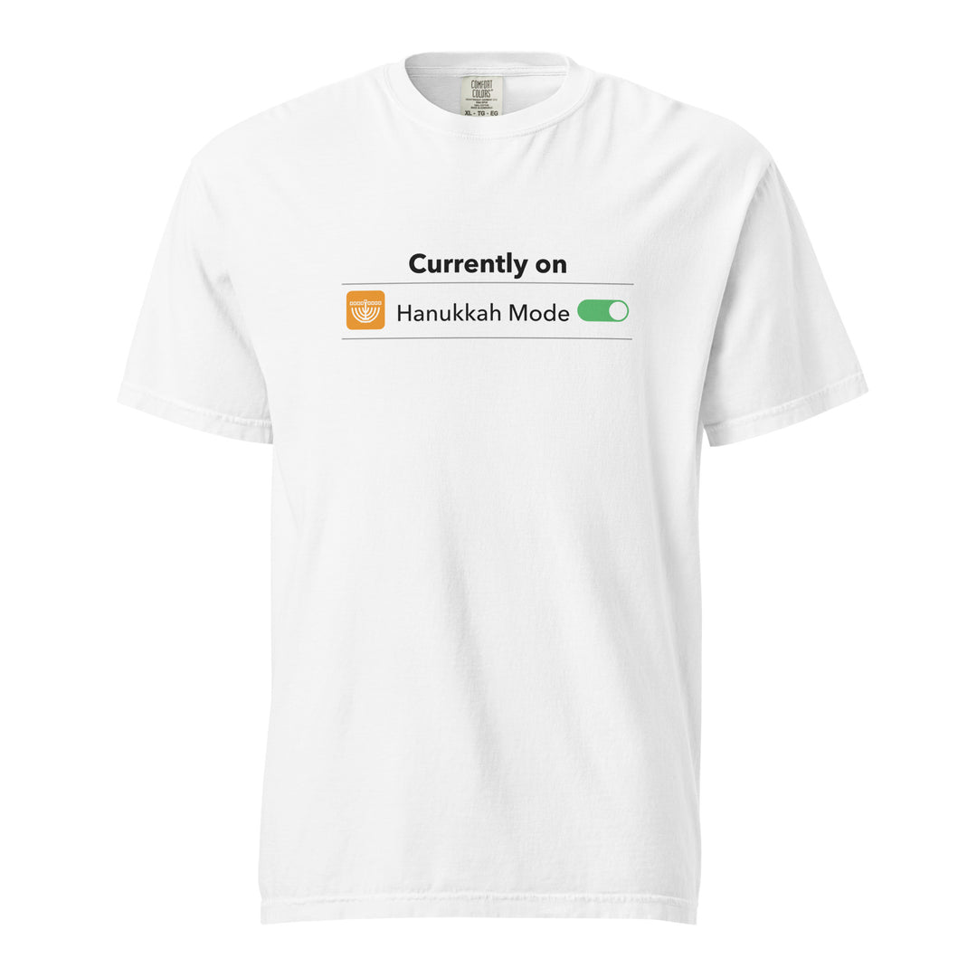 Hanukkah Mode Jewish pride t-shirt in White - lifestyle shot
