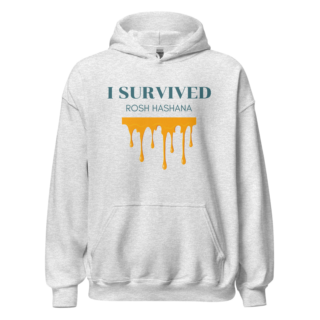 I Survived Rosh HaShana Jewish pride hoodie in Ash - back view