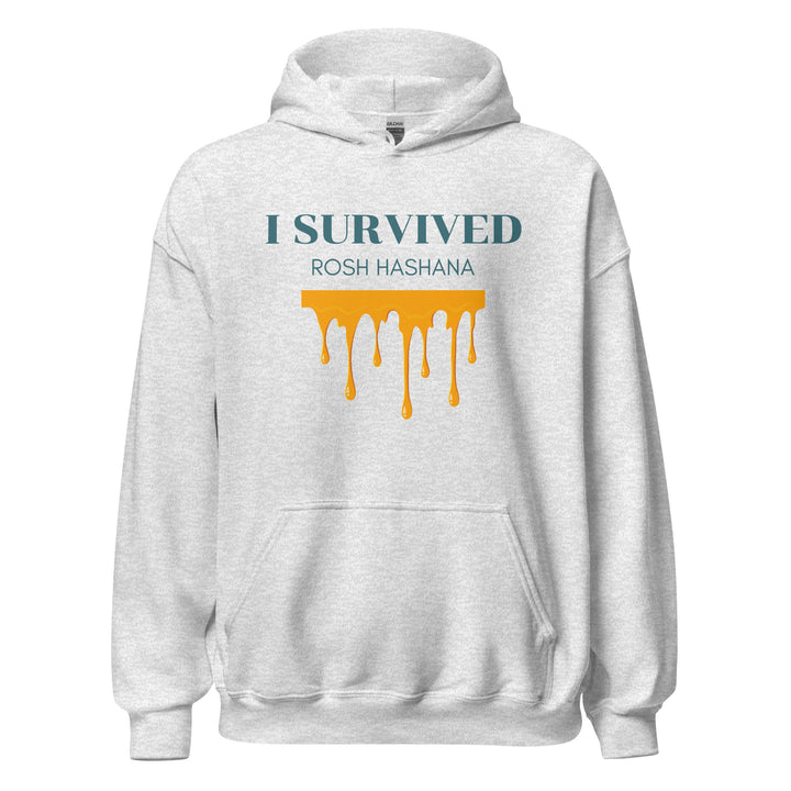 I Survived Rosh HaShana Jewish pride hoodie in Ash - back view