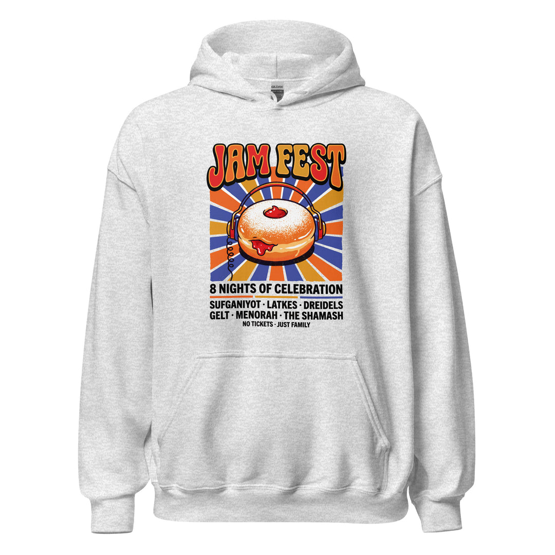 Jam Fest 8 Nights Jewish pride hoodie in Ash - flat lay