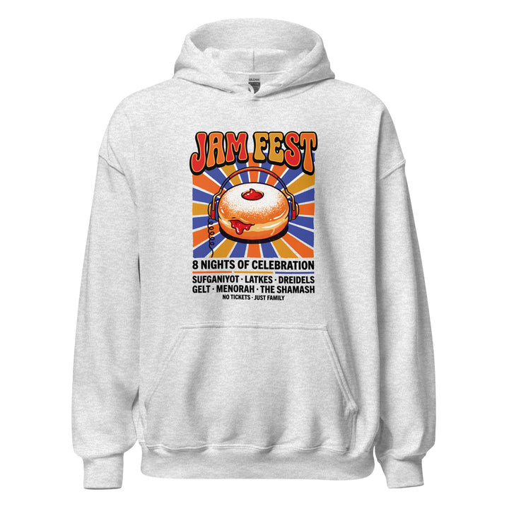 Jam Fest 8 Nights Jewish pride hoodie in Ash - flat lay