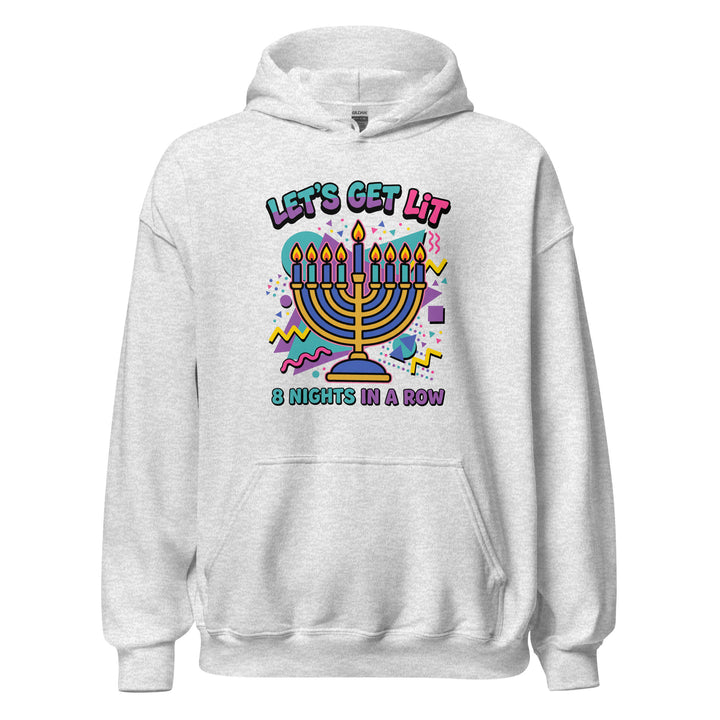 Lets Get Lit 90s Jewish pride hoodie in Ash - front view