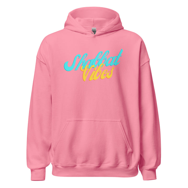 Shabbat Vibes Jewish pride hoodie in Azalea - front view