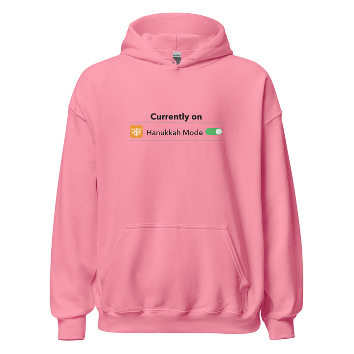 Hanukkah Mode Jewish pride hoodie in Azalea - side view