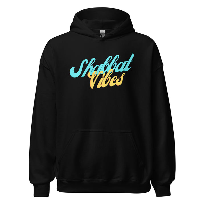 Shabbat Vibes Jewish pride hoodie in Black - front view